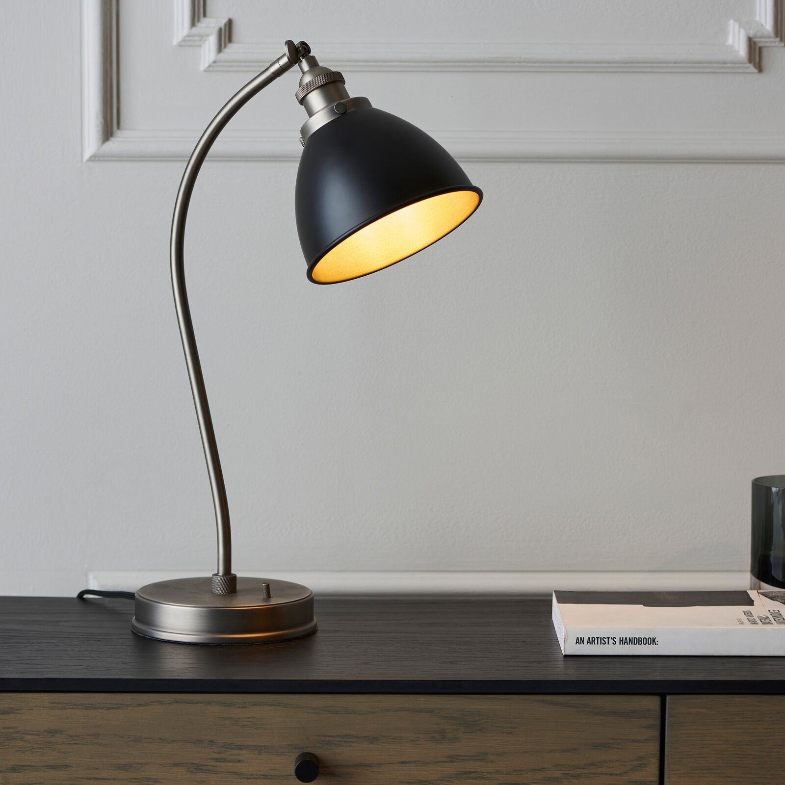 FRANKLIN Bedside Reading Lamp – Matt Black & Aged Pewter