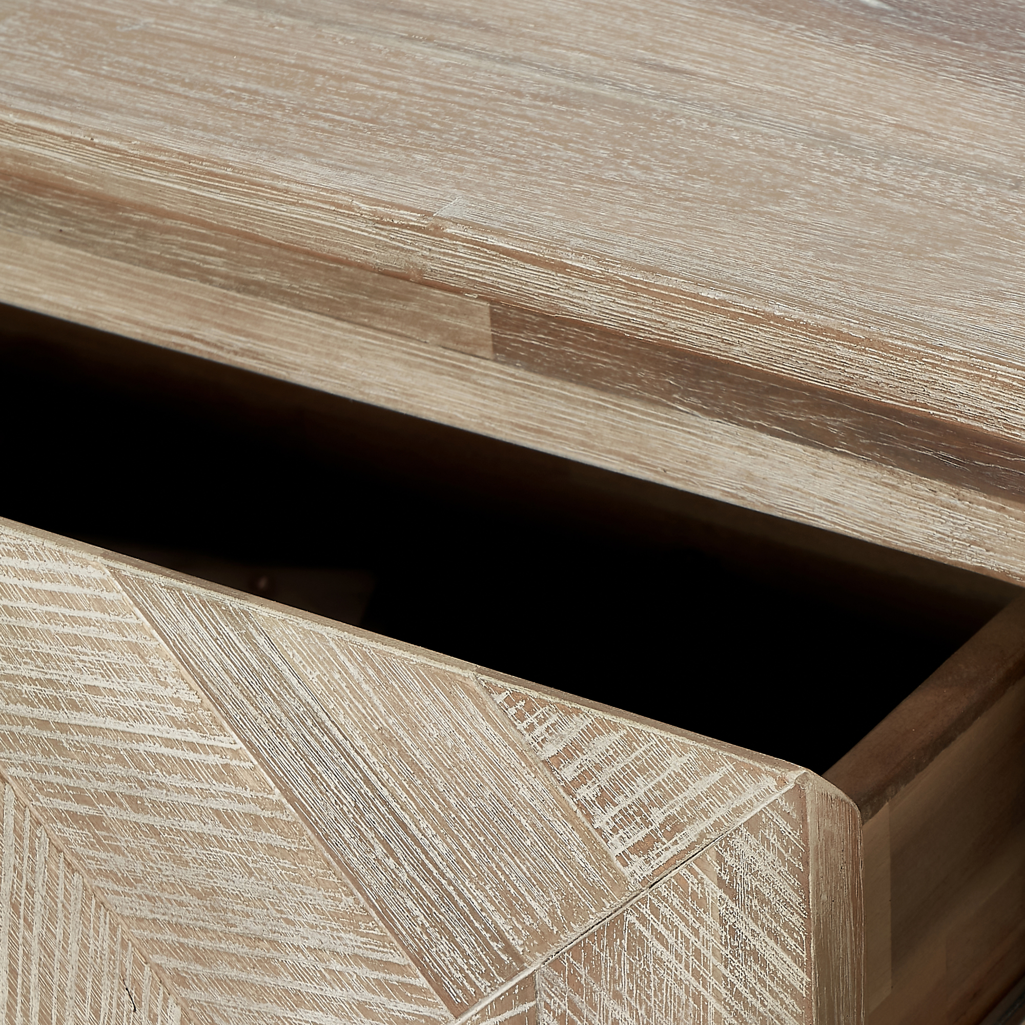 MARCA sand washed solid acacia wood console table with 1 drawer and 1 open niche | malletandplane.com