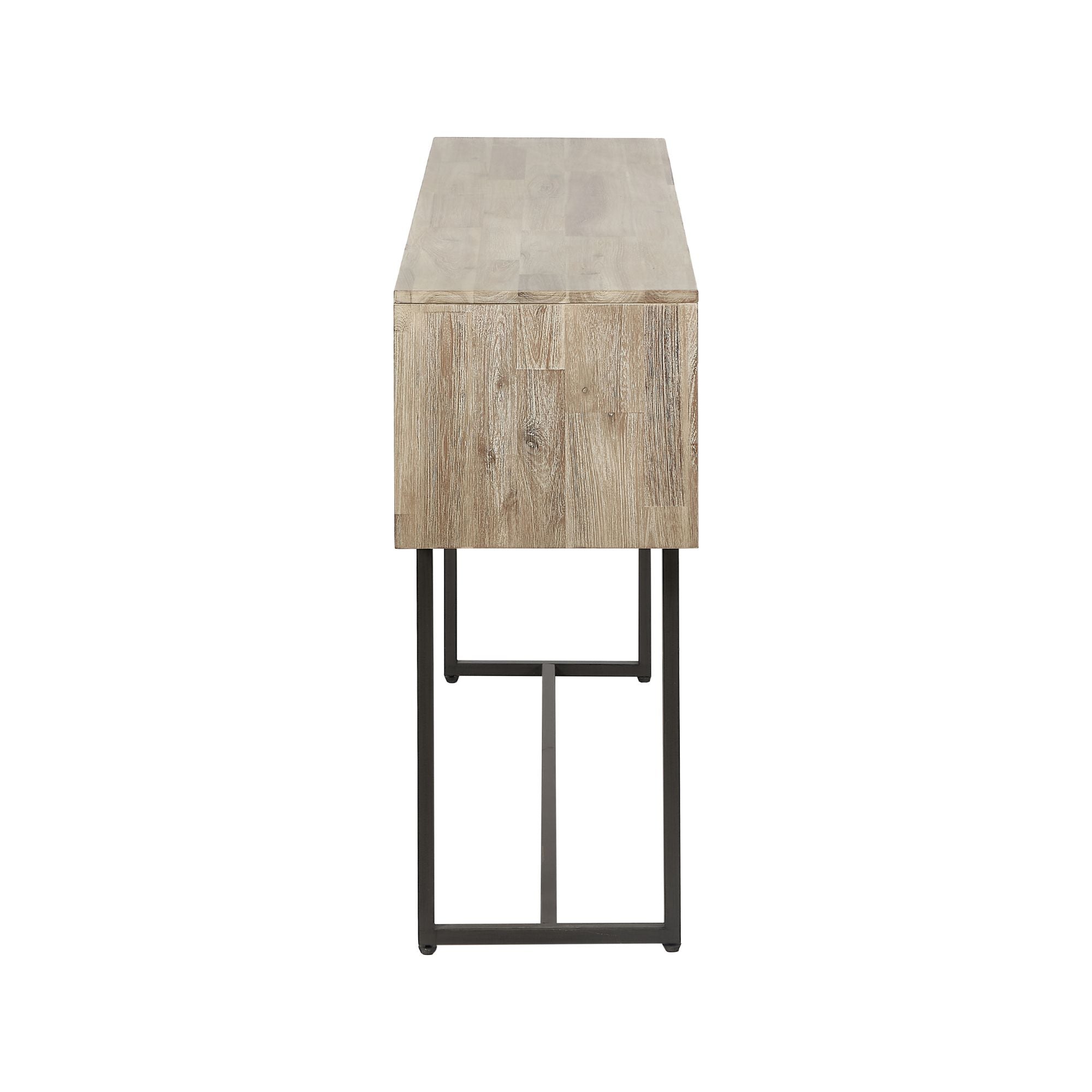 MARCA sand washed solid acacia wood console table with 1 drawer and 1 open niche | malletandplane.com