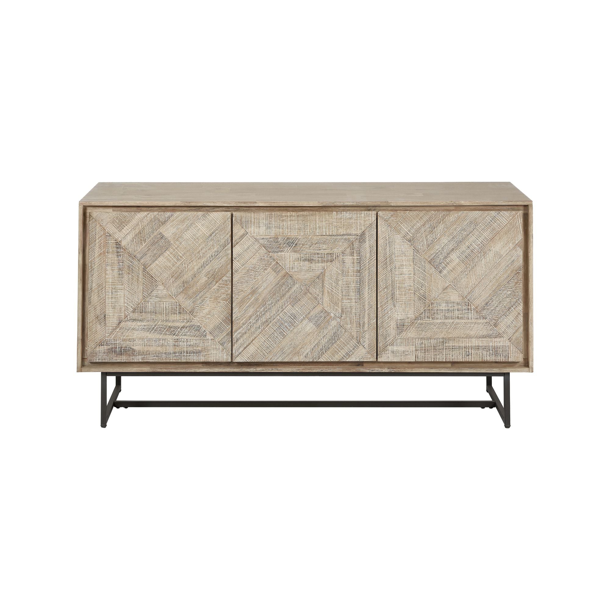 MARCA Sand Washed Acacia Wood 3 Door Sideboard | malletandplane.com
