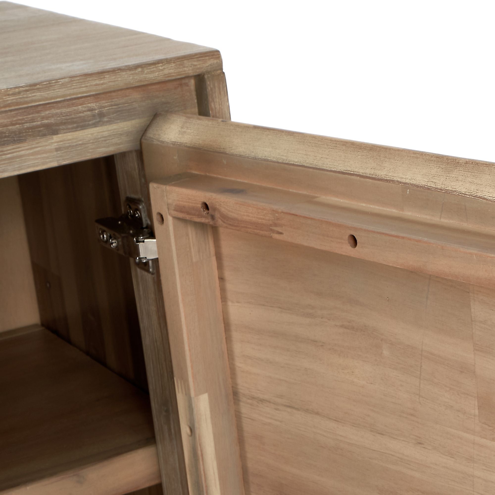 MARCA Sand Washed Acacia Wood 3 Door Sideboard | malletandplane.com