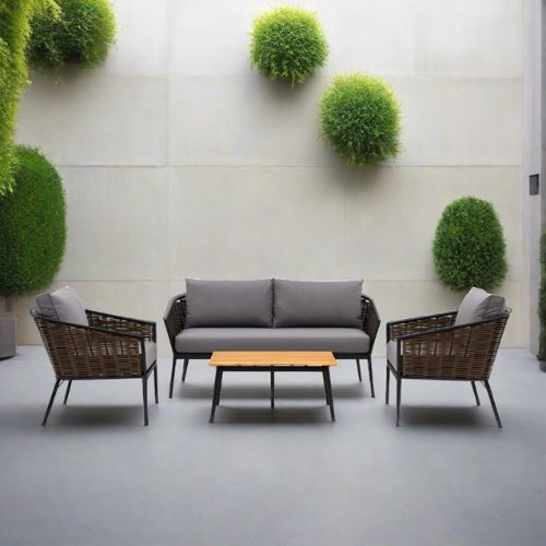 Milano 4 piece outdoor lounge set in natural finish | malletandplane.com