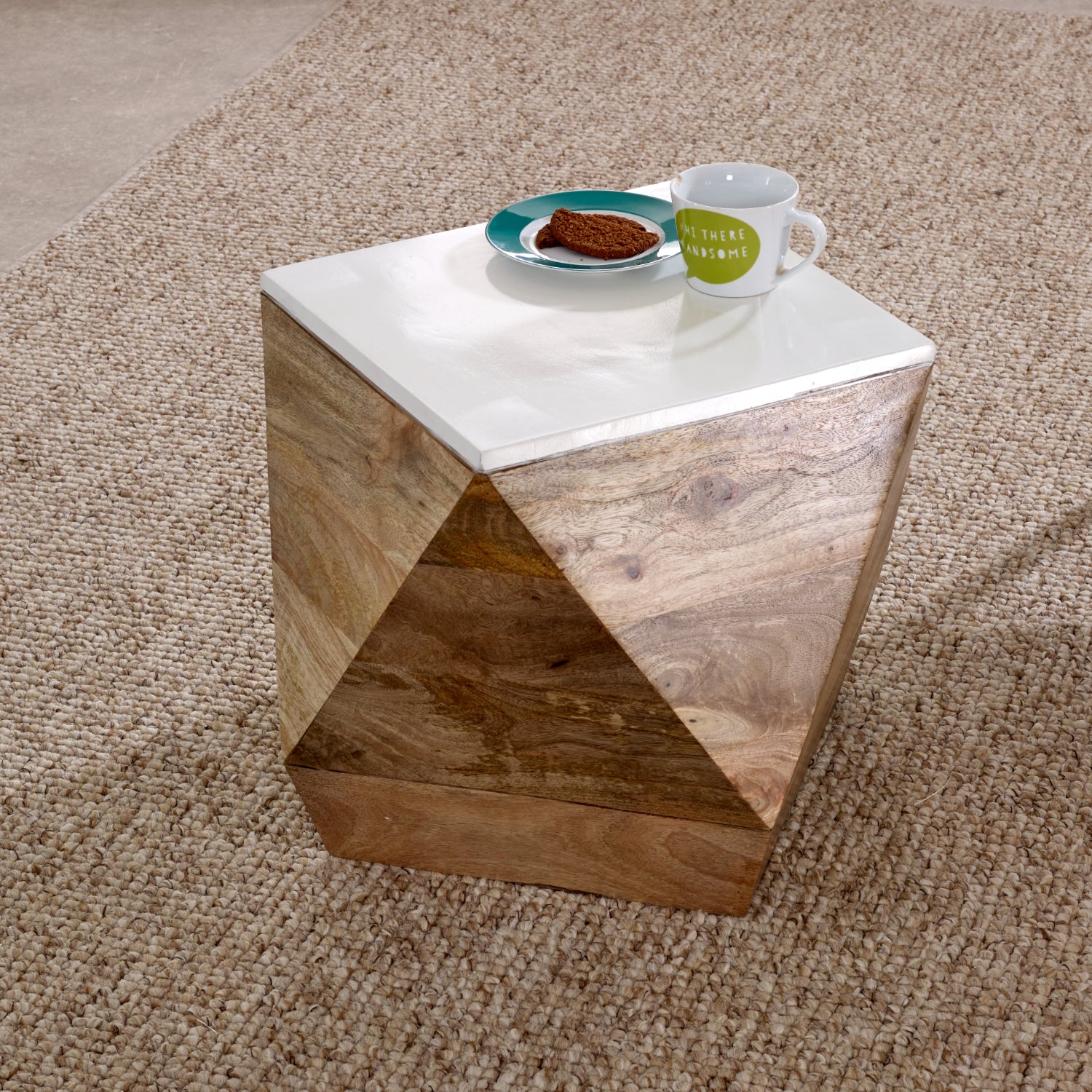 Kathline solid wood drum 2024 end table