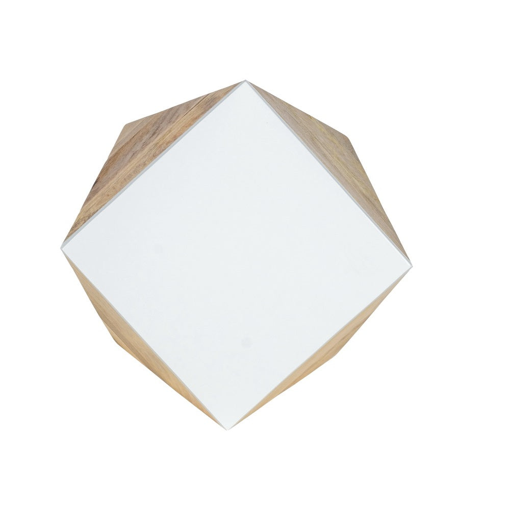 Beth handmade solid mango wood angular side table with contrasting white top | MalletandPlane.com