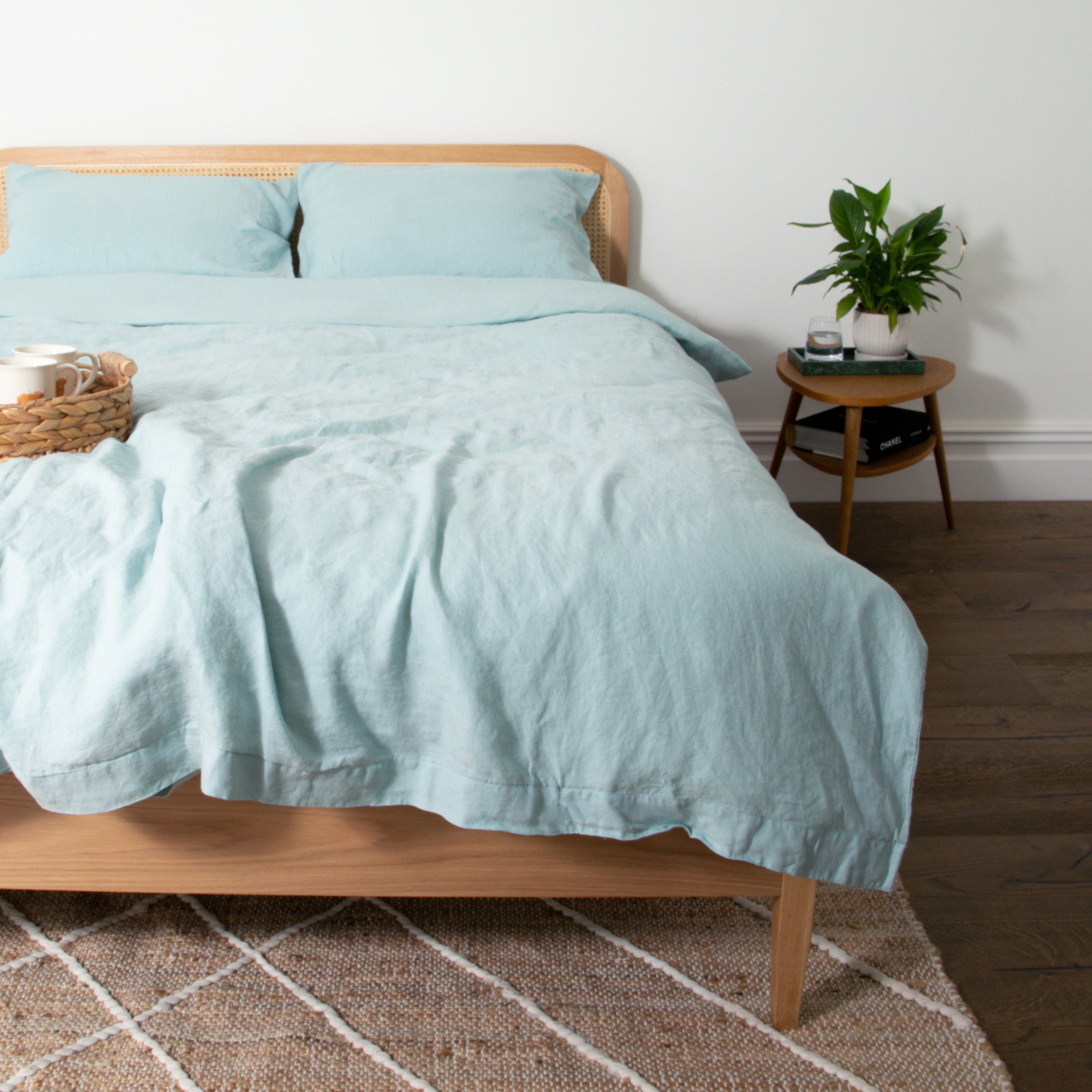 Native Duck Egg Super King Linen Duvet Cover | malletandplane.com