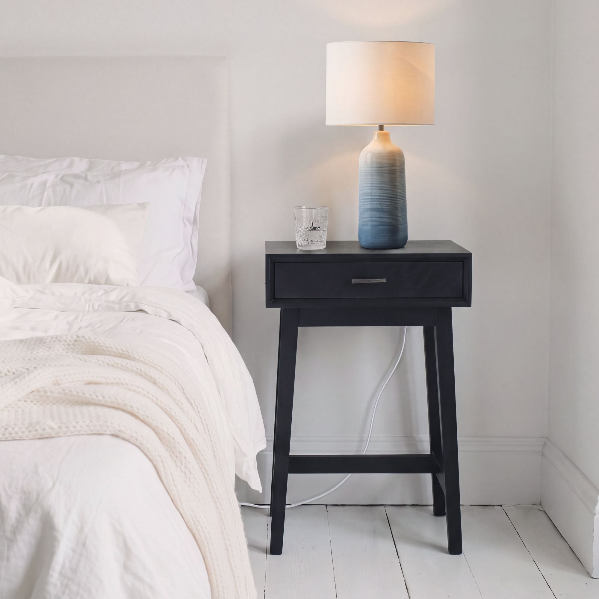 Norton Black Bedside Table 66cm