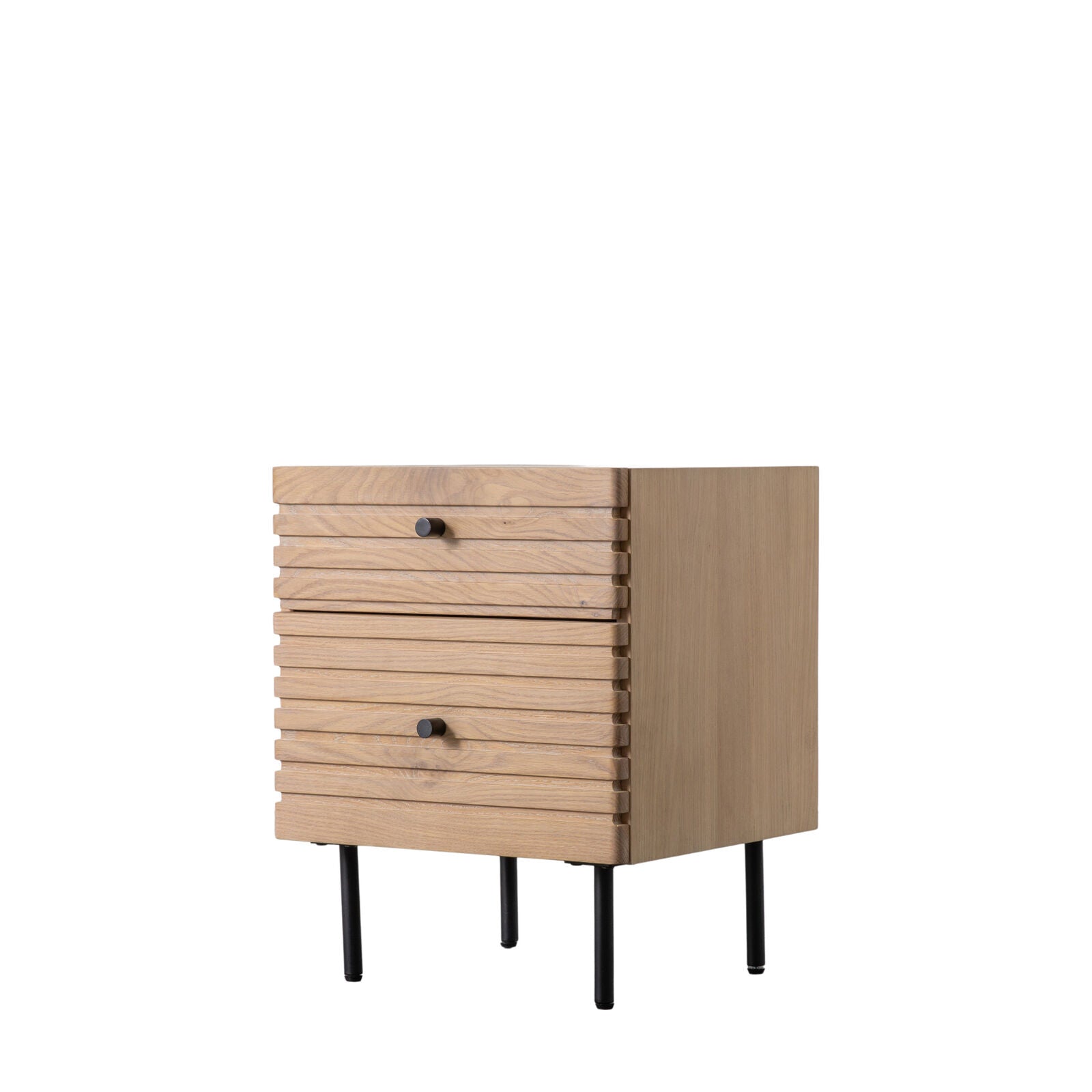 OKAYAMA 2 drawer Japandi style bedside table in natural oak finish | malletandplane.com