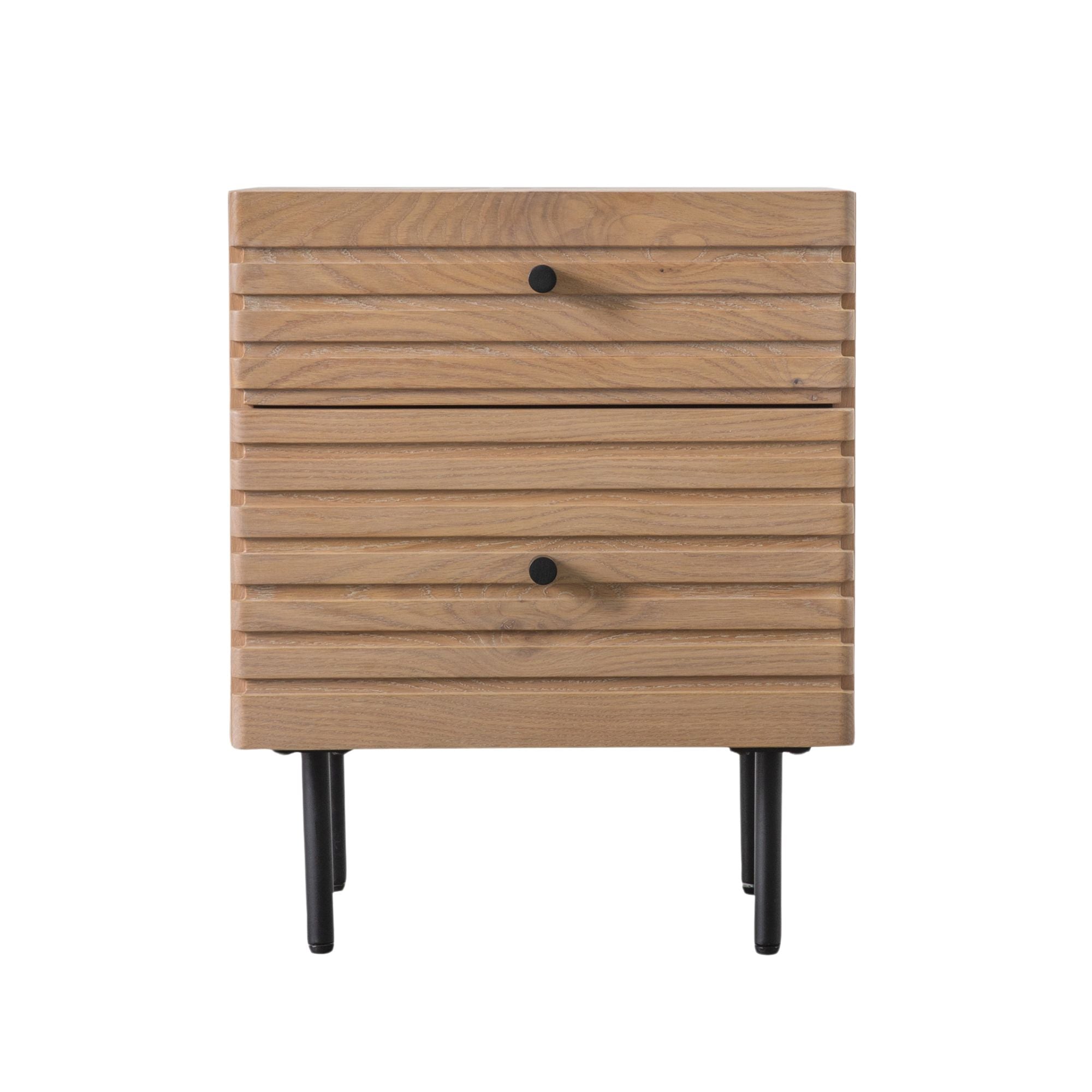 OKAYAMA 2 drawer Japandi style bedside table in natural oak finish | malletandplane.com