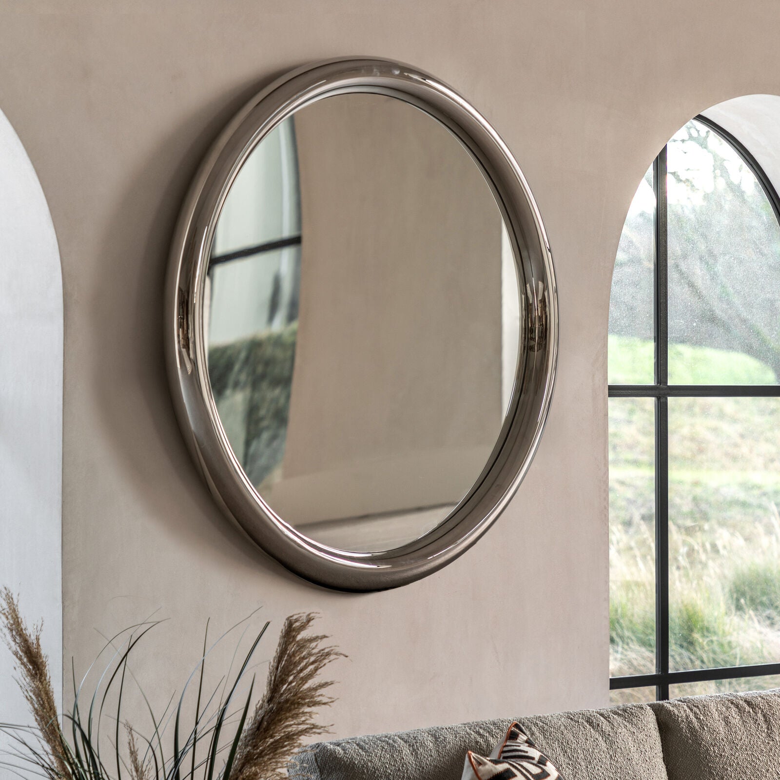 ORBIT Round Wall Mirror – Chrome Frame Modern Design | malletandplane.com