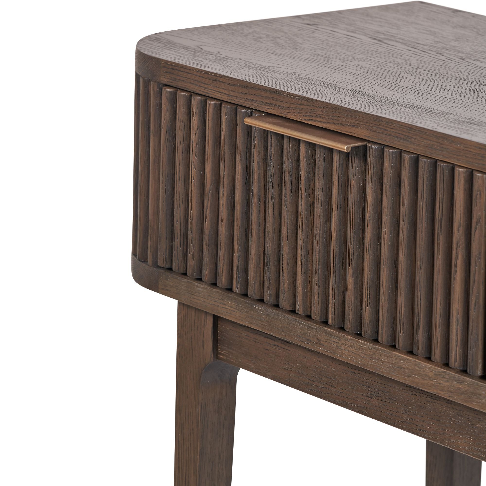 RAIE 2 drawer console table in rich walnut finish | malletandplane.com