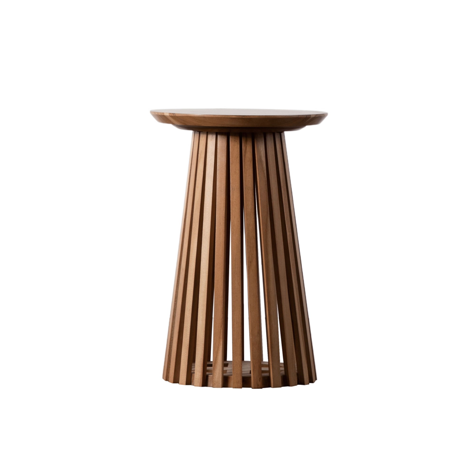 REGAN acacia wood slatted side table in natural wood finish | MalletandPlane.com