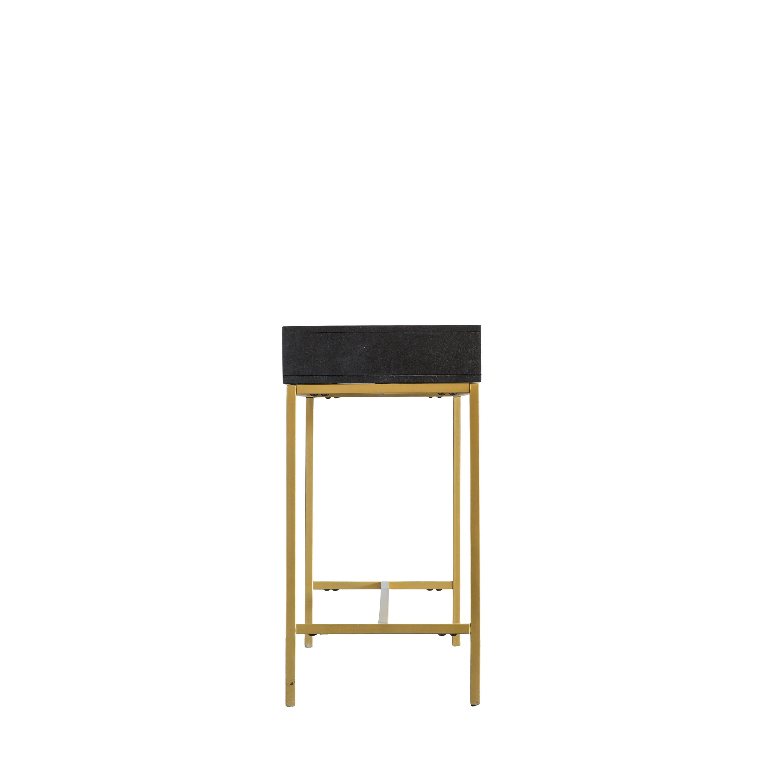 RIPPLE Console Table – Black 2 Drawer Console with Gold Frame