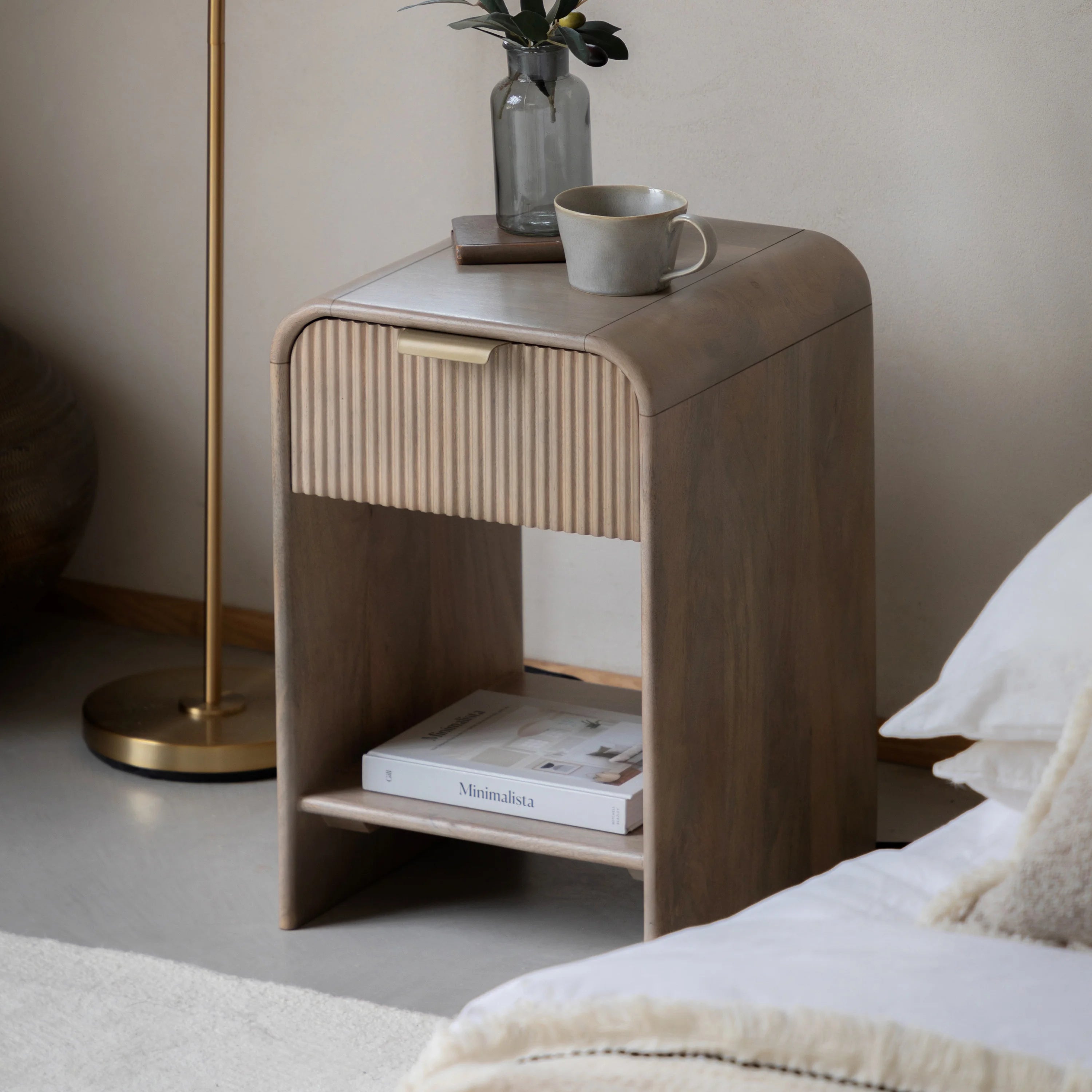 Rocca Slim Bedside Table – Solid Mango Wood – Narrow 35cm | Mallet & Plane