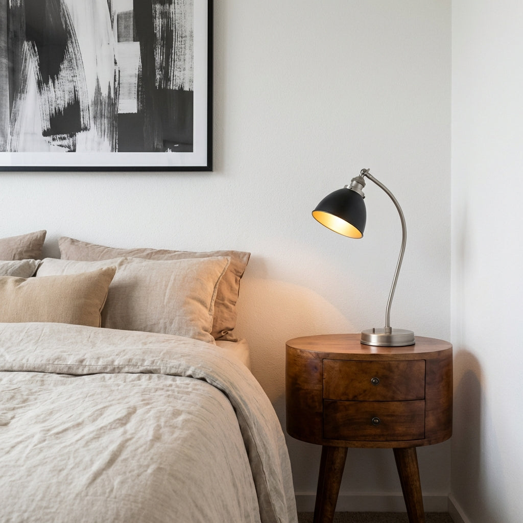 Regent Handmade Solid Wood Bedside Table with 2 Drawers in Deep Chestnut Finish