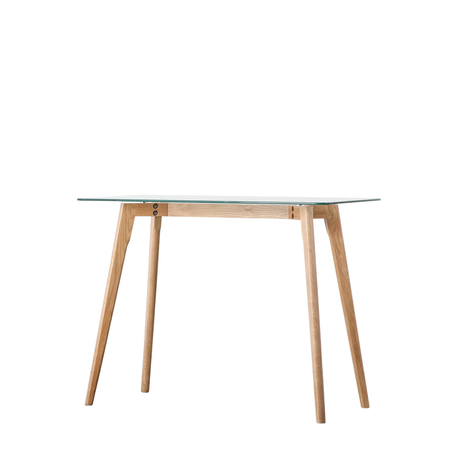 Shelton glass topped contemporary style desk with oak base | malletandplane.com