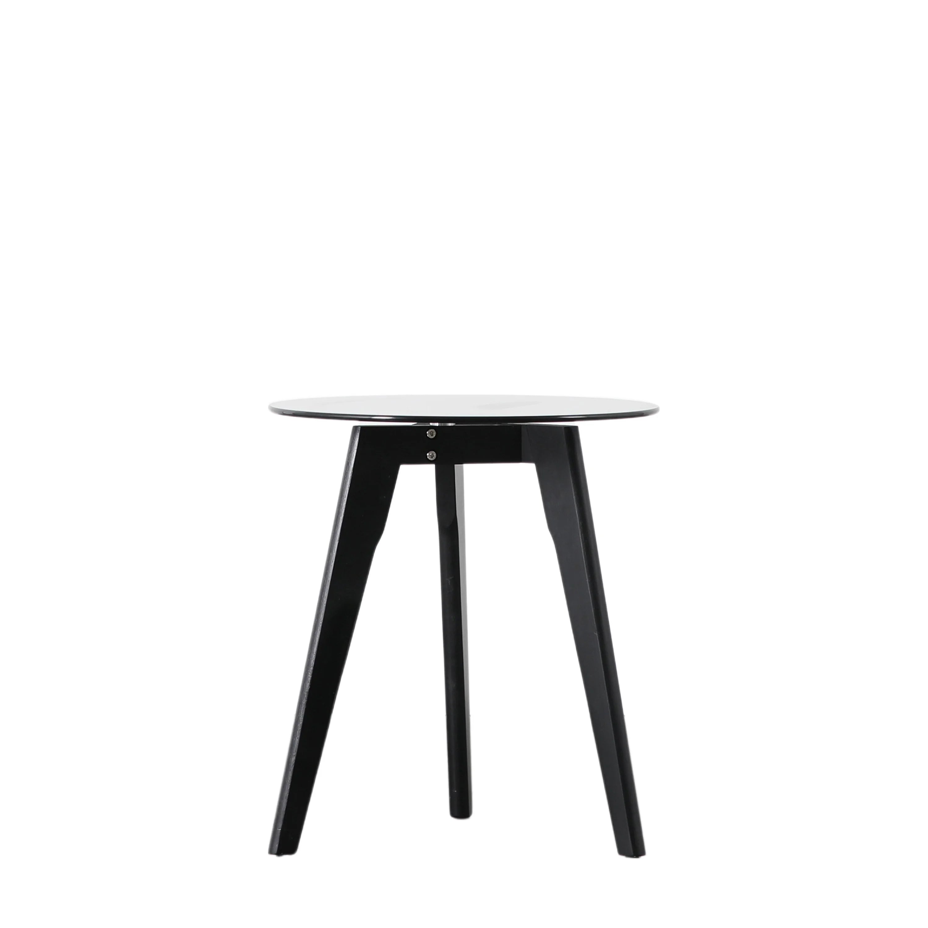 SHELTON Simple Black Bedside Table with smoked glass top