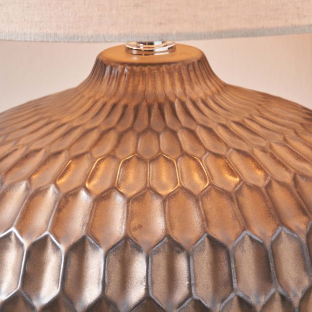 SOREN Bronze Textured Ceramic Table Lamp  Linen Look Shade | malletandplane.com