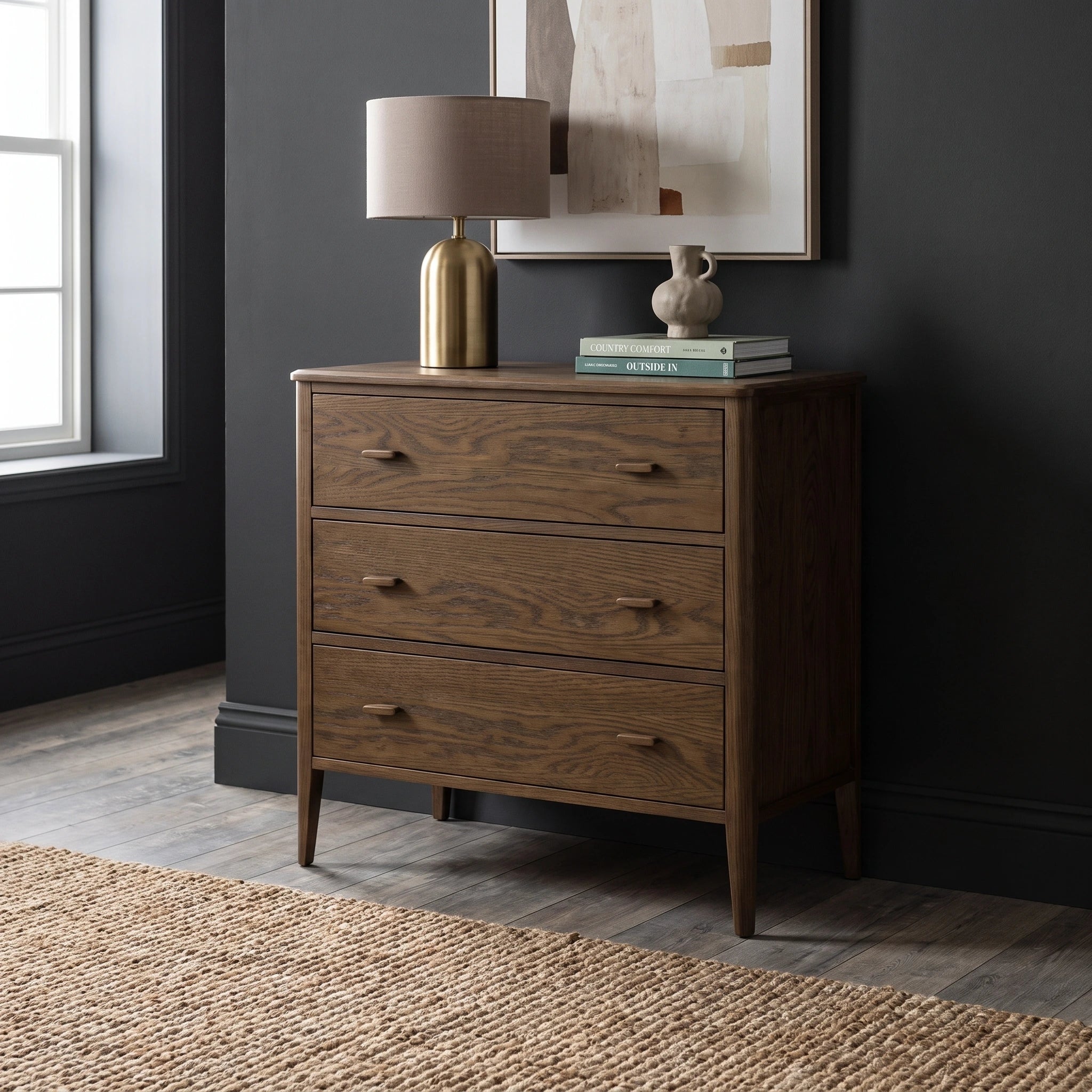 Torsten Walnut 3 Drawer Chest of Drawers