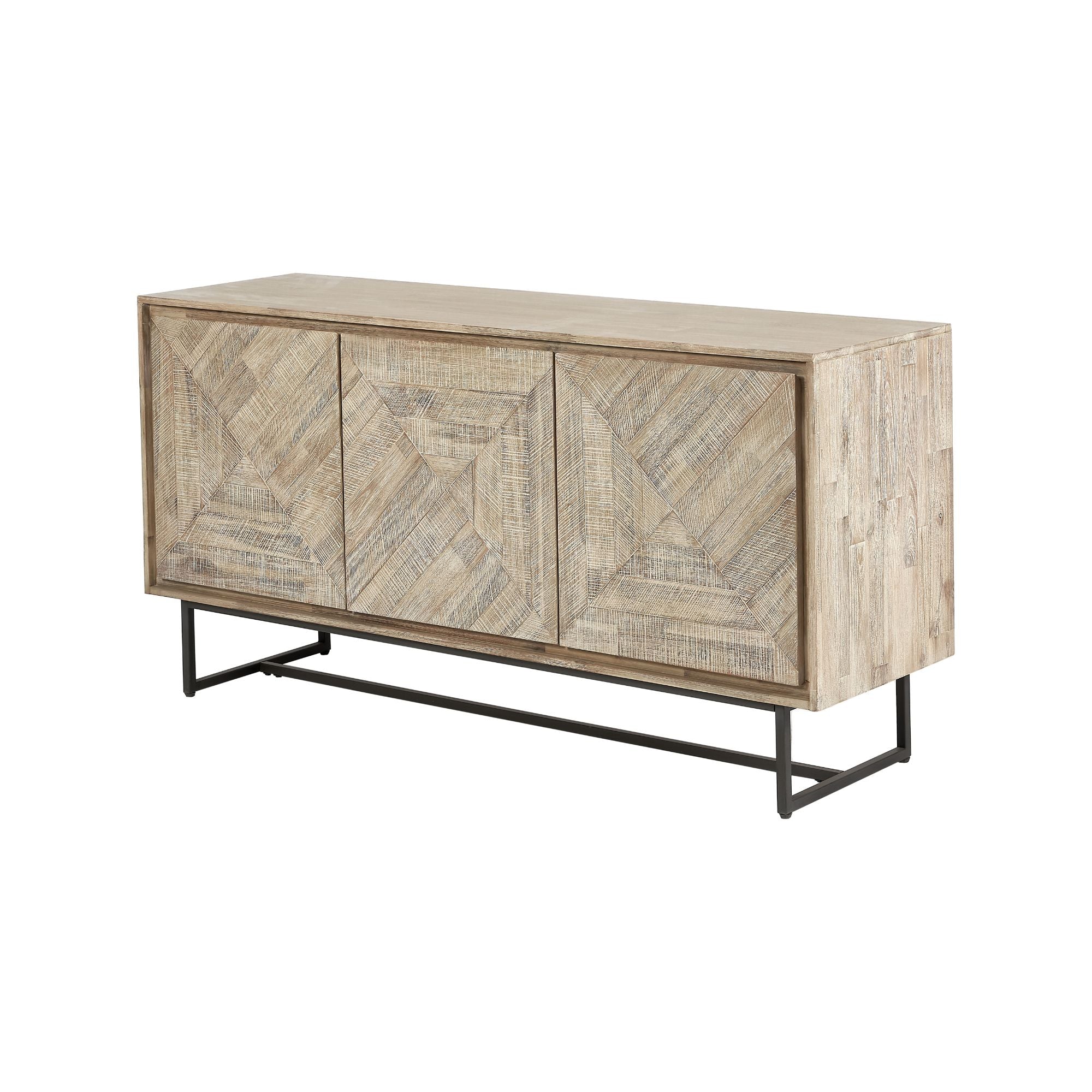 TORVIK Sand Washed Acacia Wood 3 Door Sideboard | malletandplane.com