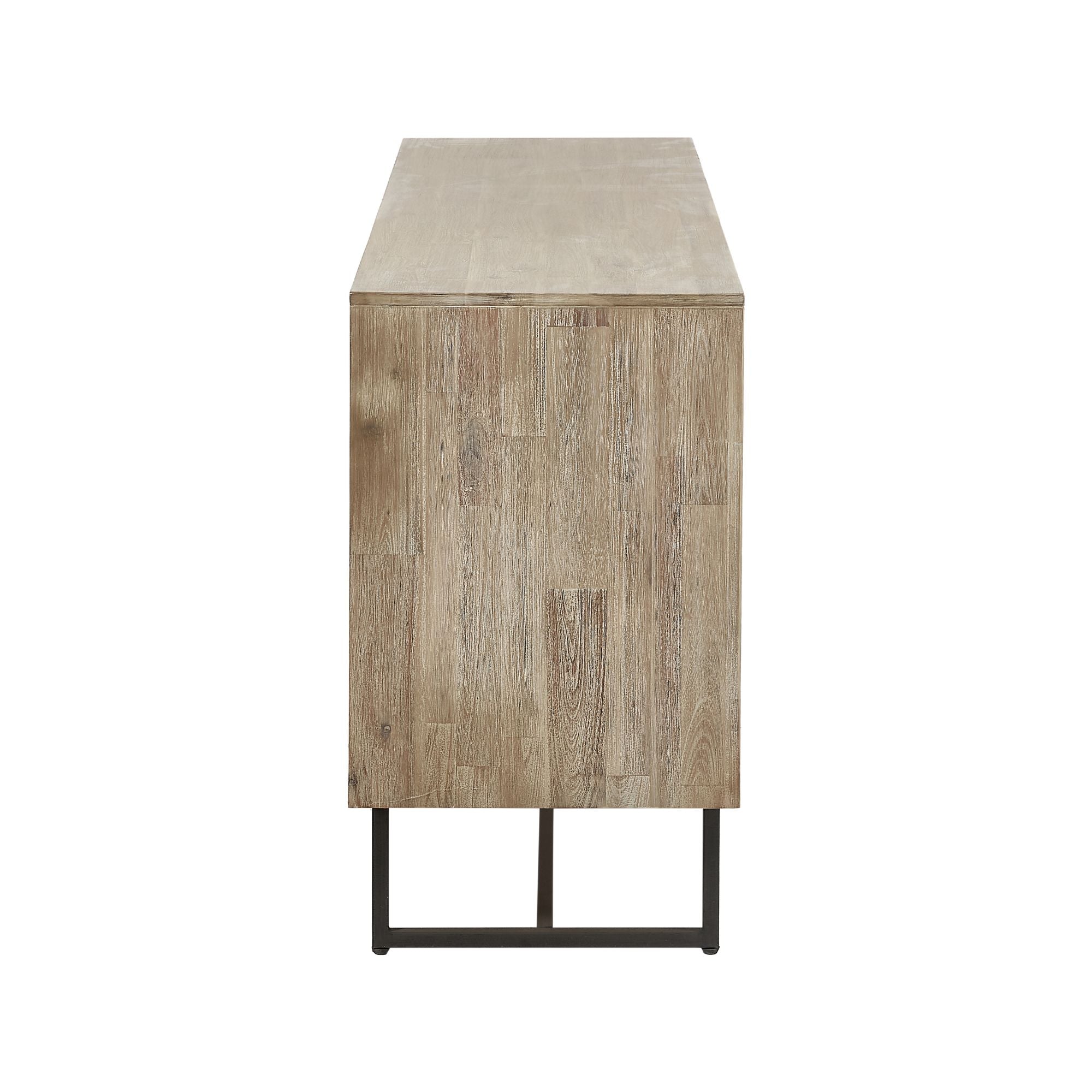 TORVIK Sand Washed Acacia Wood 3 Door Sideboard | malletandplane.com