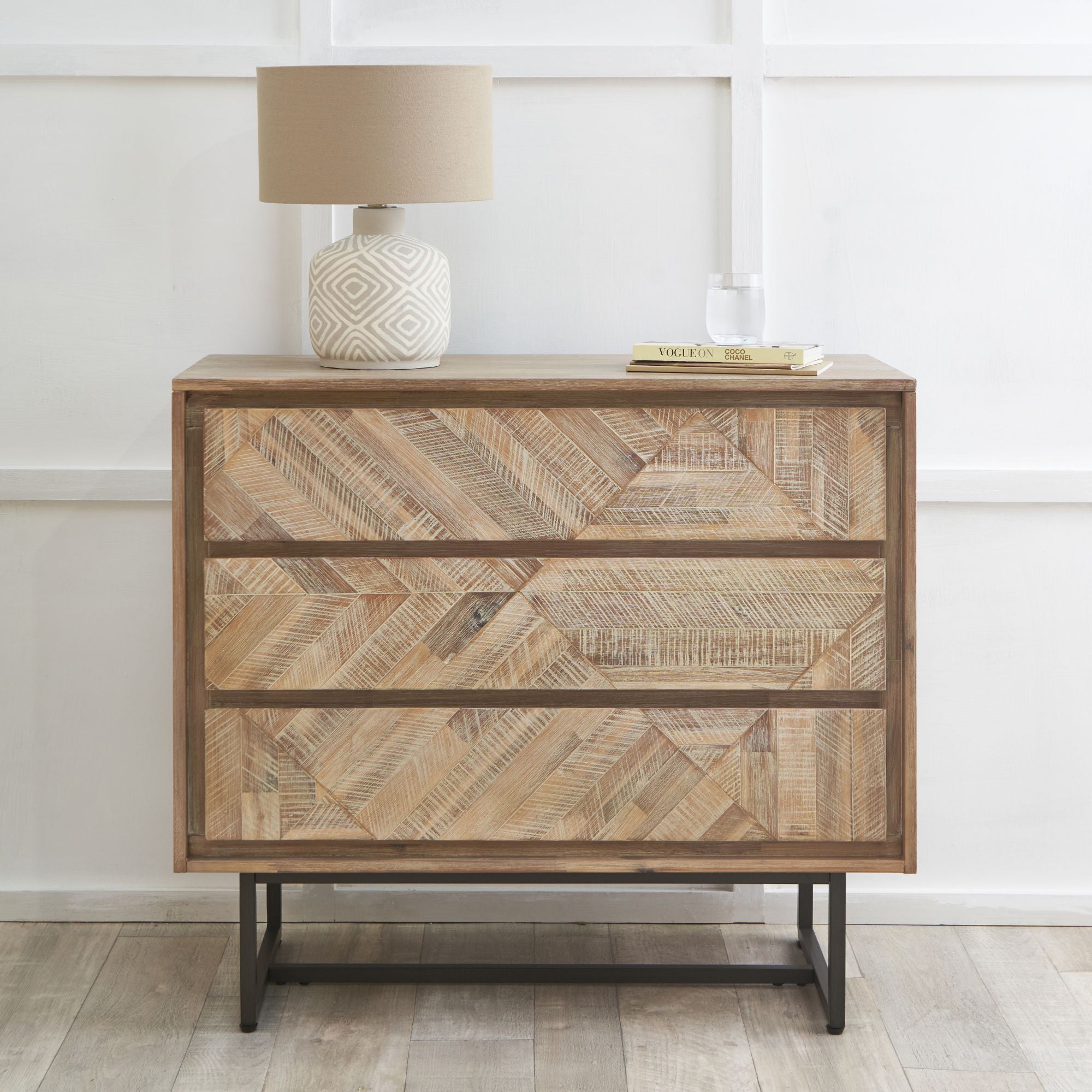 Torvik Scandinavian style sand washed acacia wood chest of drawers | malletandplane.com
