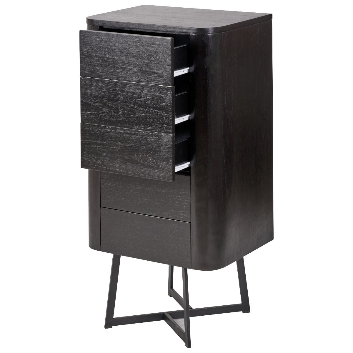 UKIAH Black Ash Veneer 5 Drawer Tall Boy