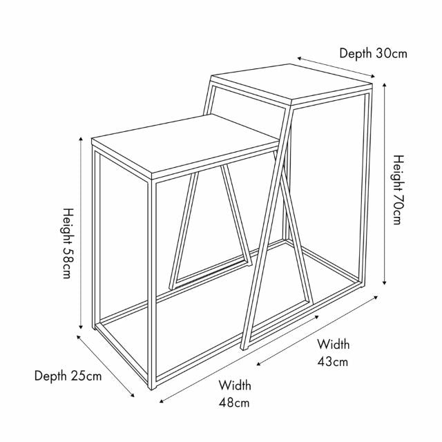 Vidar Side Tables (Set of 2) – Black Ash Veneer & Metal Frame | malletandplane.com
