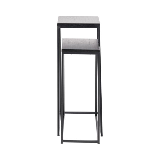 Vidar Side Tables (Set of 2) – Black Ash Veneer & Metal Frame | malletandplane.com