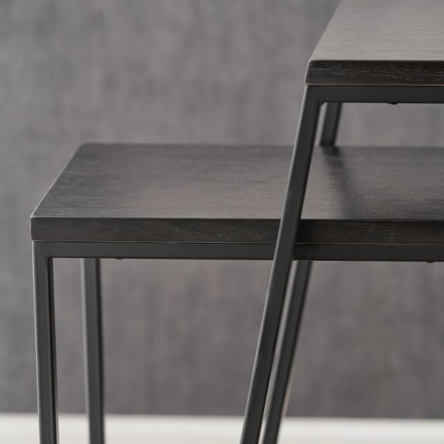 Vidar Side Tables (Set of 2) – Black Ash Veneer & Metal Frame | malletandplane.com