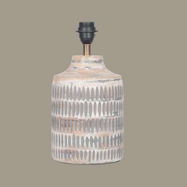 VIDAR Grey Wash Mango Wood Table Lamp – 30cm Steel Grey Shade