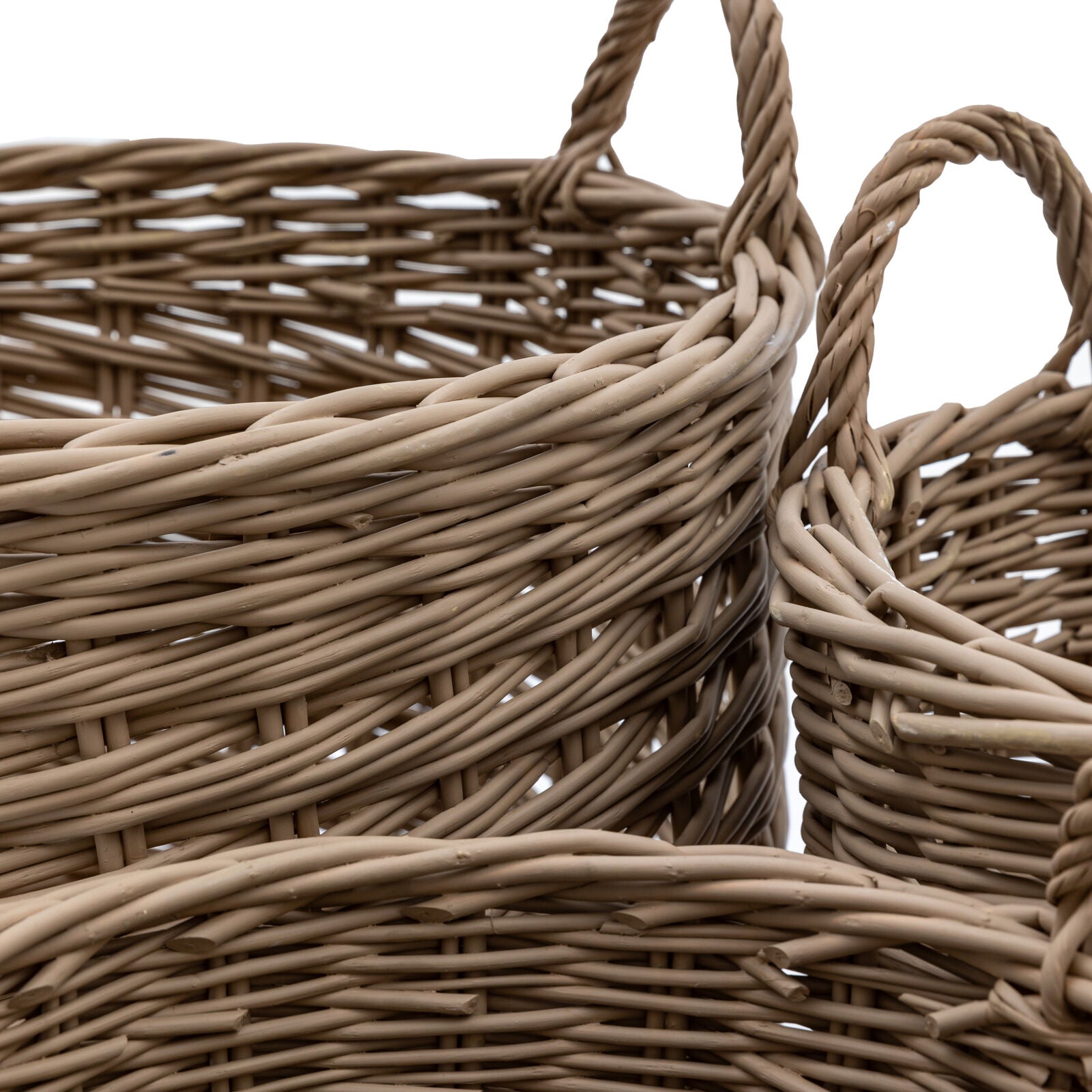 Willow set of 3 handwoven willow baskets with patterned weave | malletandplane.com