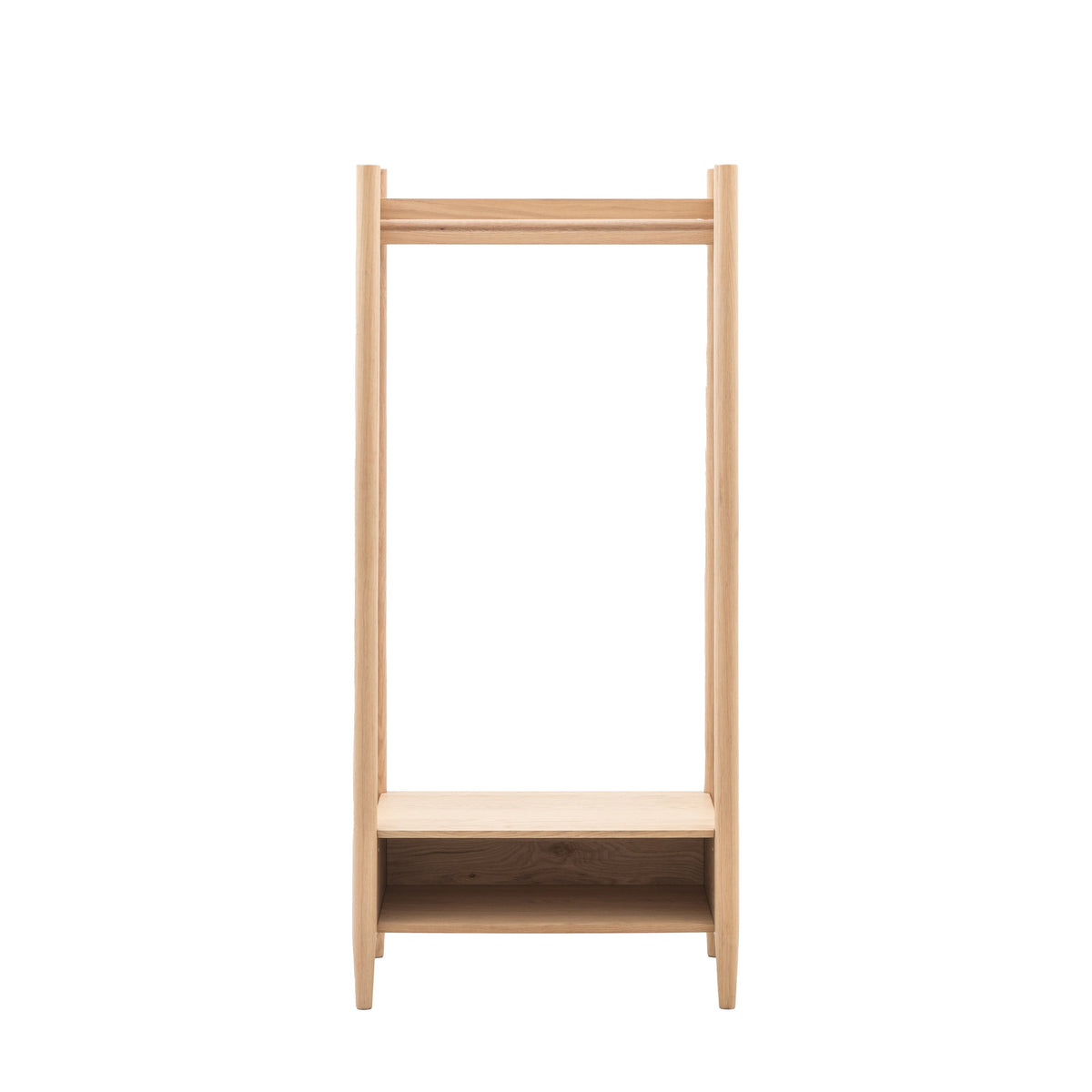 HATFIELD natural oak open wardrobe with hanging rail and lower shelf