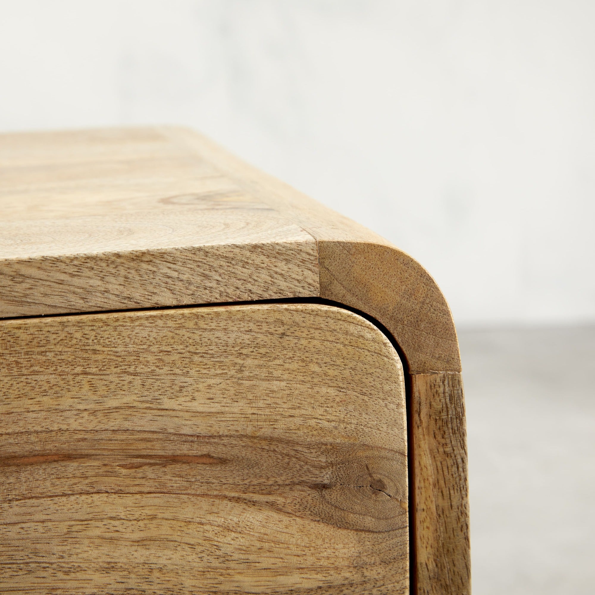 Modal solid wood bedside table with 2 drawers in a natural oak-ish finish | malletandplane.com