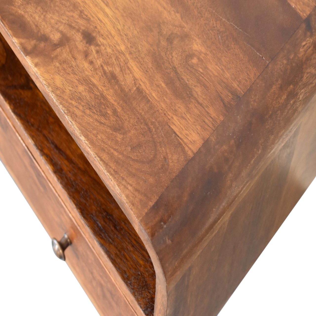 Century 2 Drawer Small Wooden TV Stand in Deep Chestnut Finish | malletandplane.com