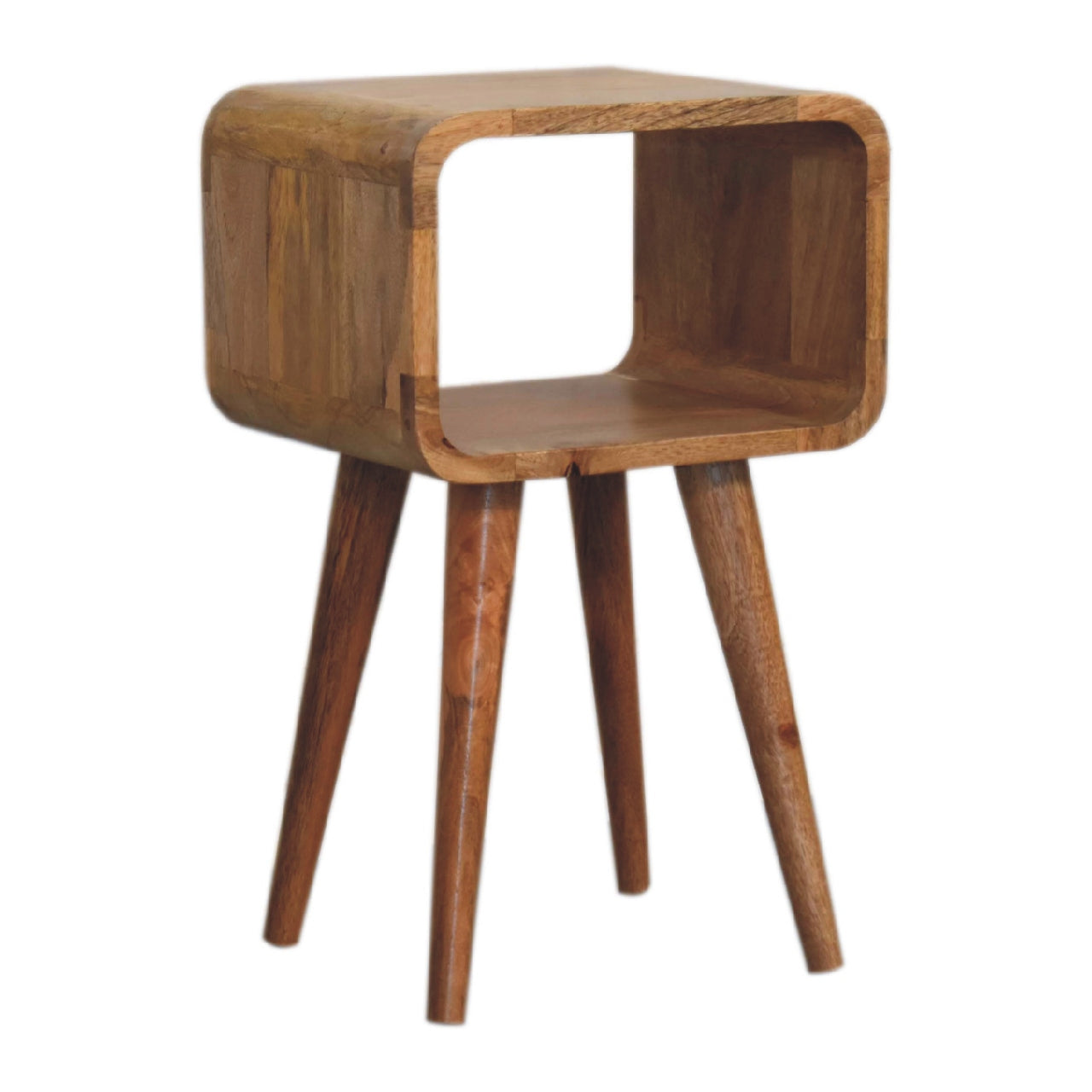 KIGA Minimalist Compact Open-Slot Solid Wood Oak-ish Bedside Table | MalletandPlane.com