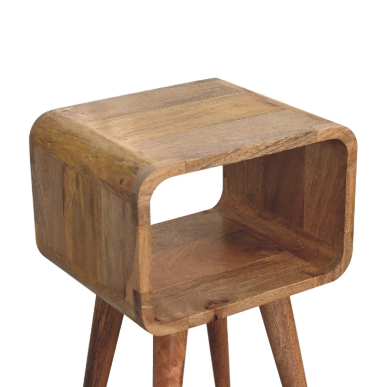 KIGA Minimalist Compact Open-Slot Solid Wood Oak-ish Bedside Table | MalletandPlane.com