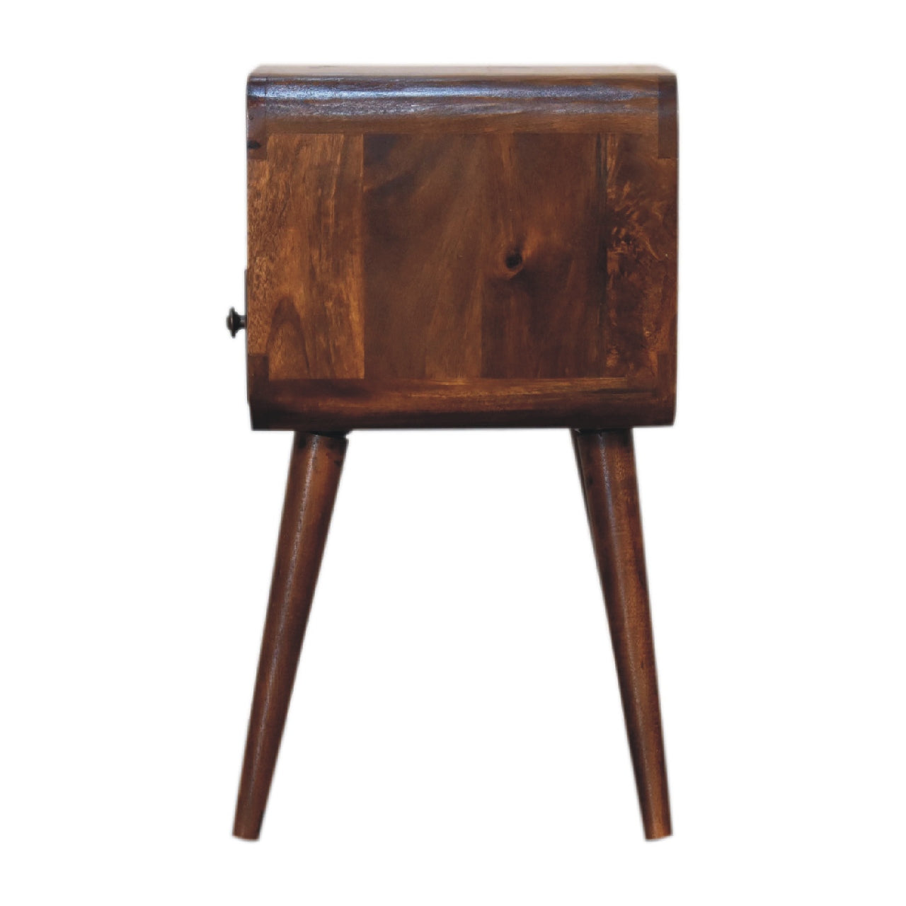 Mini Century Open Slot Compact Solid Wood Bedside Table in Deep Chestnut Finish | MalletandPlane.com