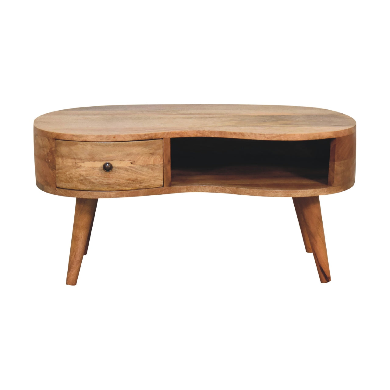 Brooklyn Solid Wood Curved Natural Oak-ish Coffee Table | MalletandPlane.com