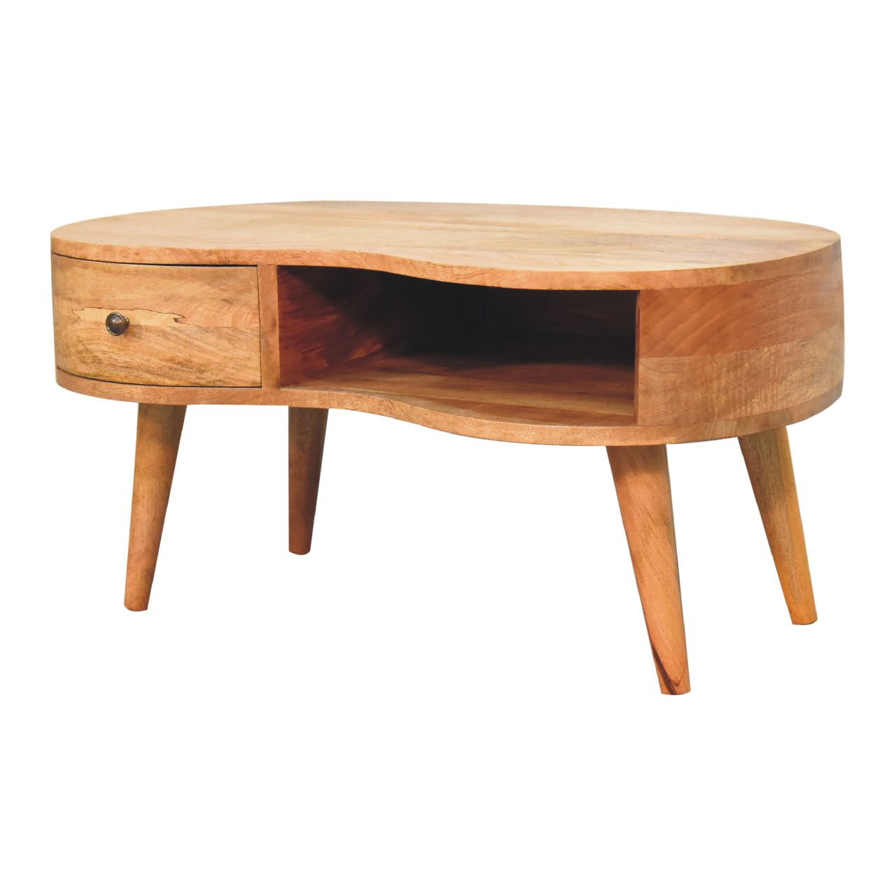 Brooklyn Solid Wood Curved Natural Oak-ish Coffee Table | MalletandPlane.com
