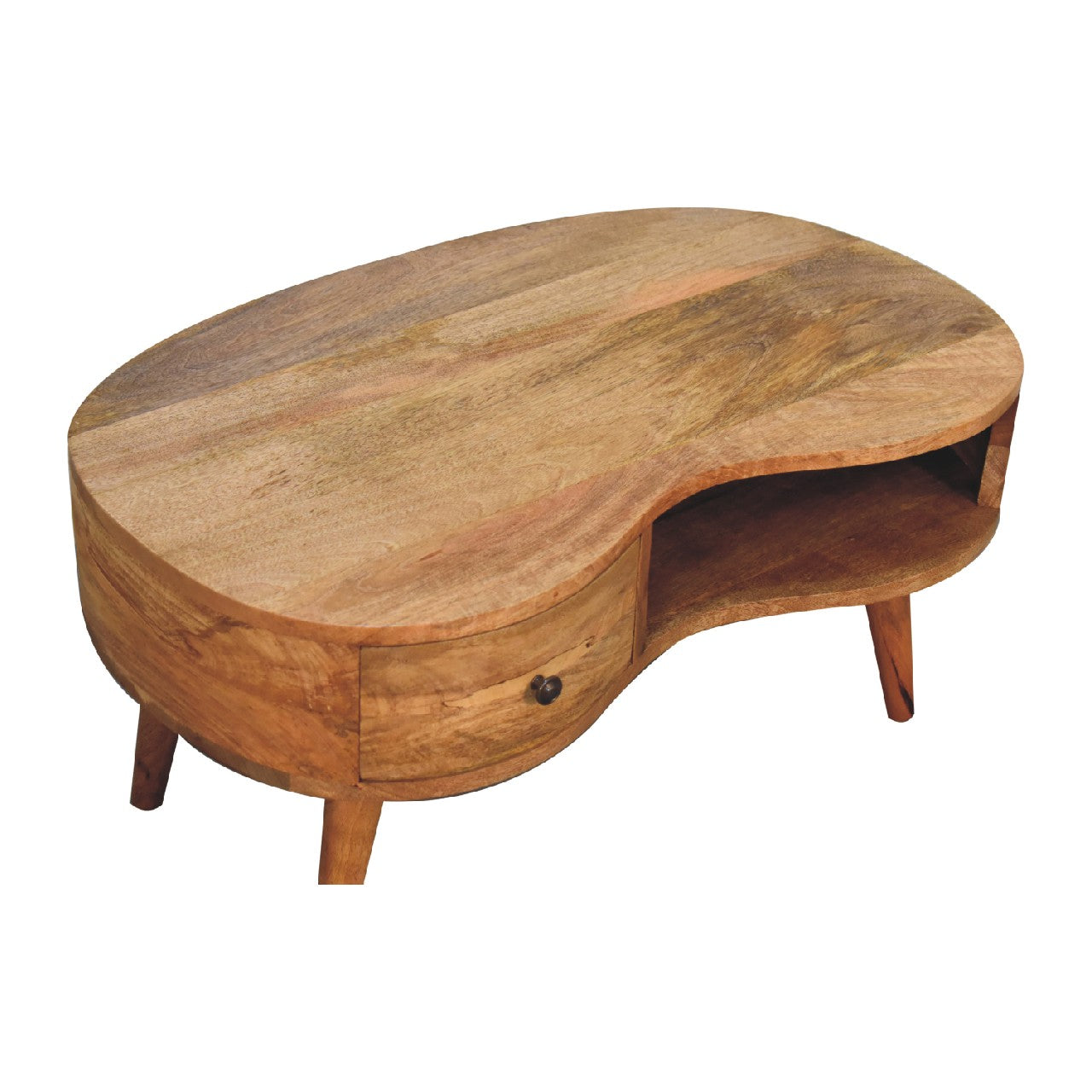 Brooklyn Solid Wood Curved Natural Oak-ish Coffee Table | MalletandPlane.com