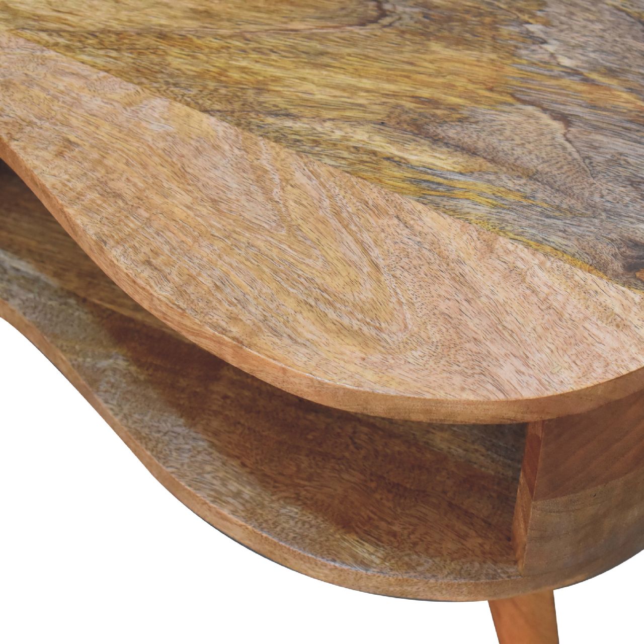 Brooklyn Solid Wood Curved Natural Oak-ish Coffee Table | MalletandPlane.com