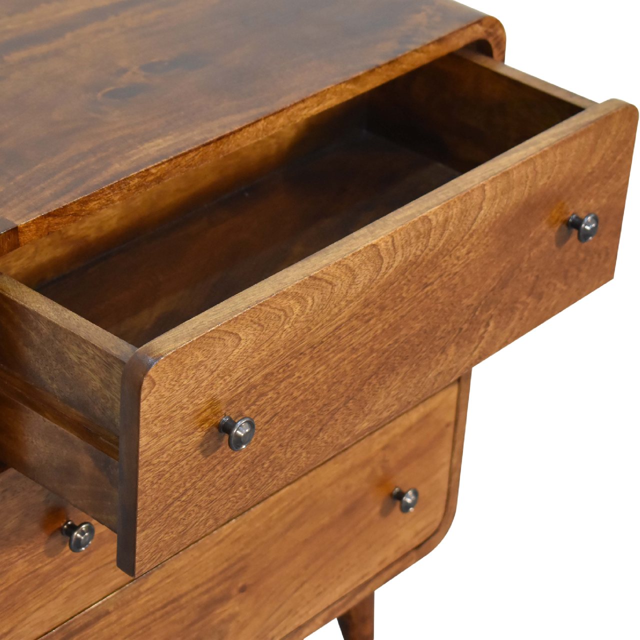 Mini Century Solid Wood Compact Chest of Drawers in Deep Chestnut finish | Malletandplane.com