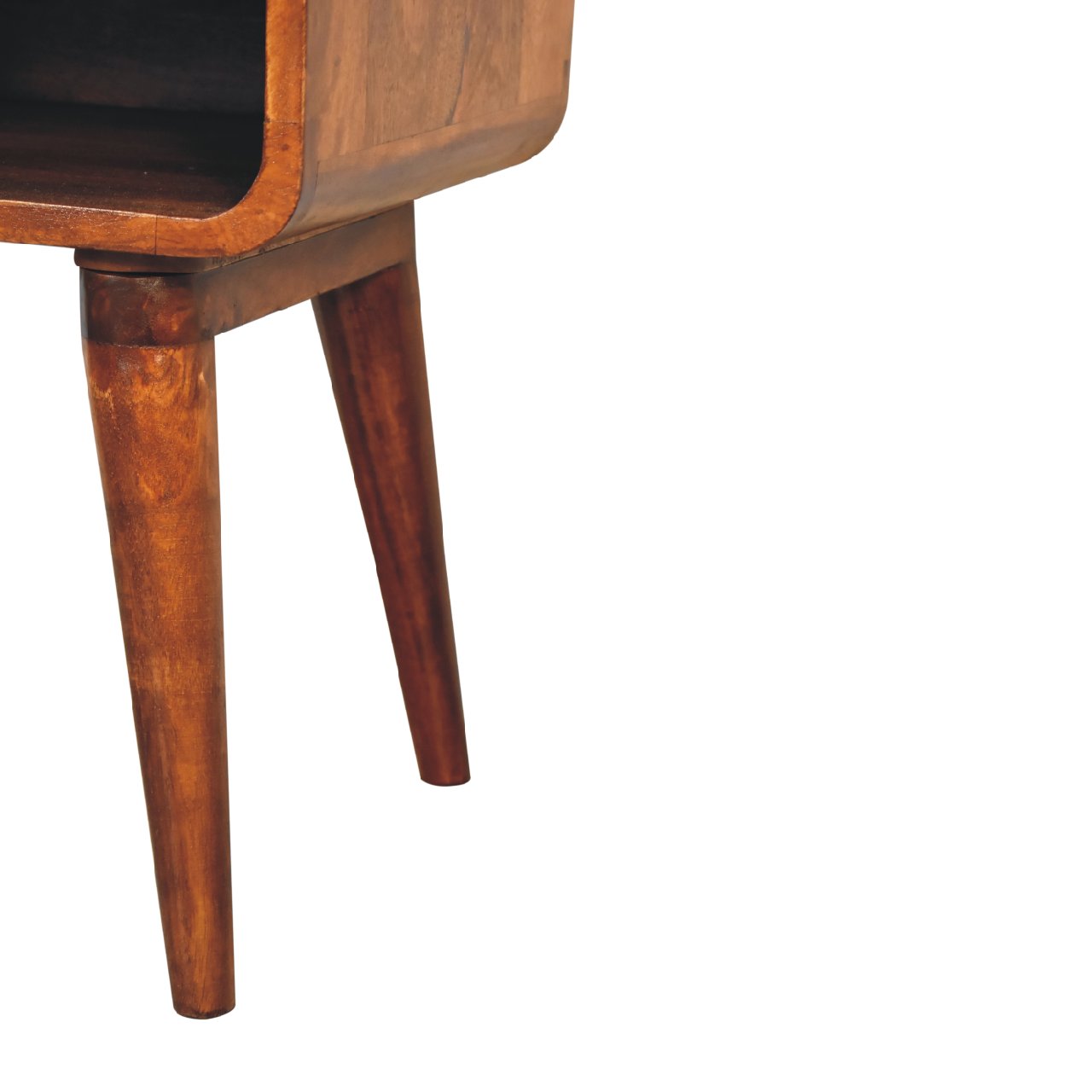 Centurion Open Slot Solid Wood Mid Century Modern Bedside Table in Deep Chestnut | MalletandPlane.com