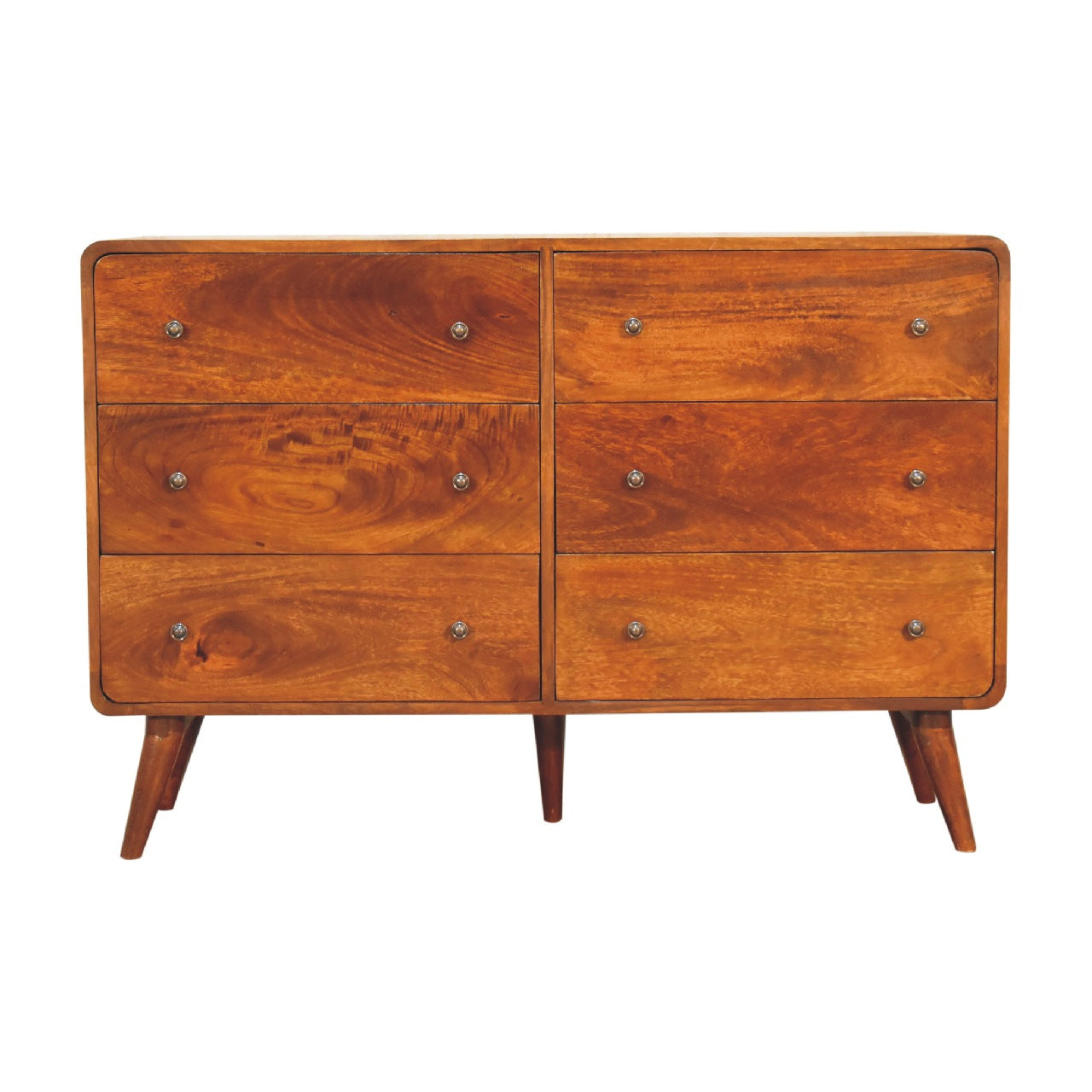 Century Solid Wood Handmade 6 Drawer Chest of Drawers in Deep Chestnut | MalletandPlane.com