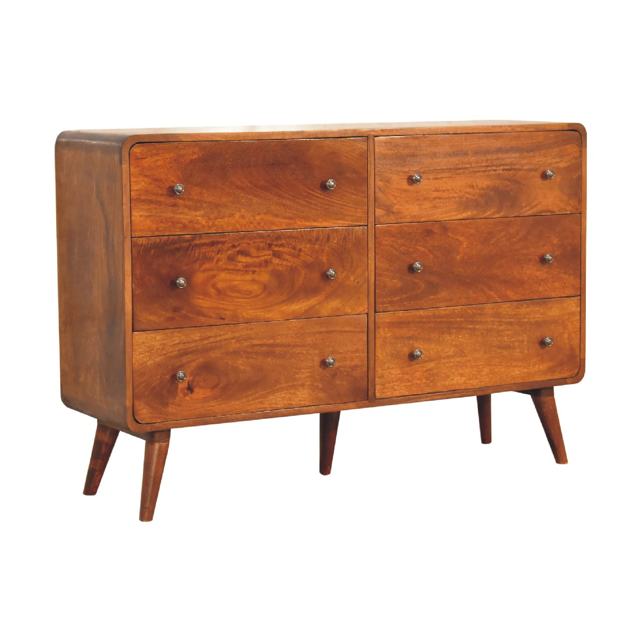 Century Solid Wood Handmade 6 Drawer Chest of Drawers in Deep Chestnut | MalletandPlane.com