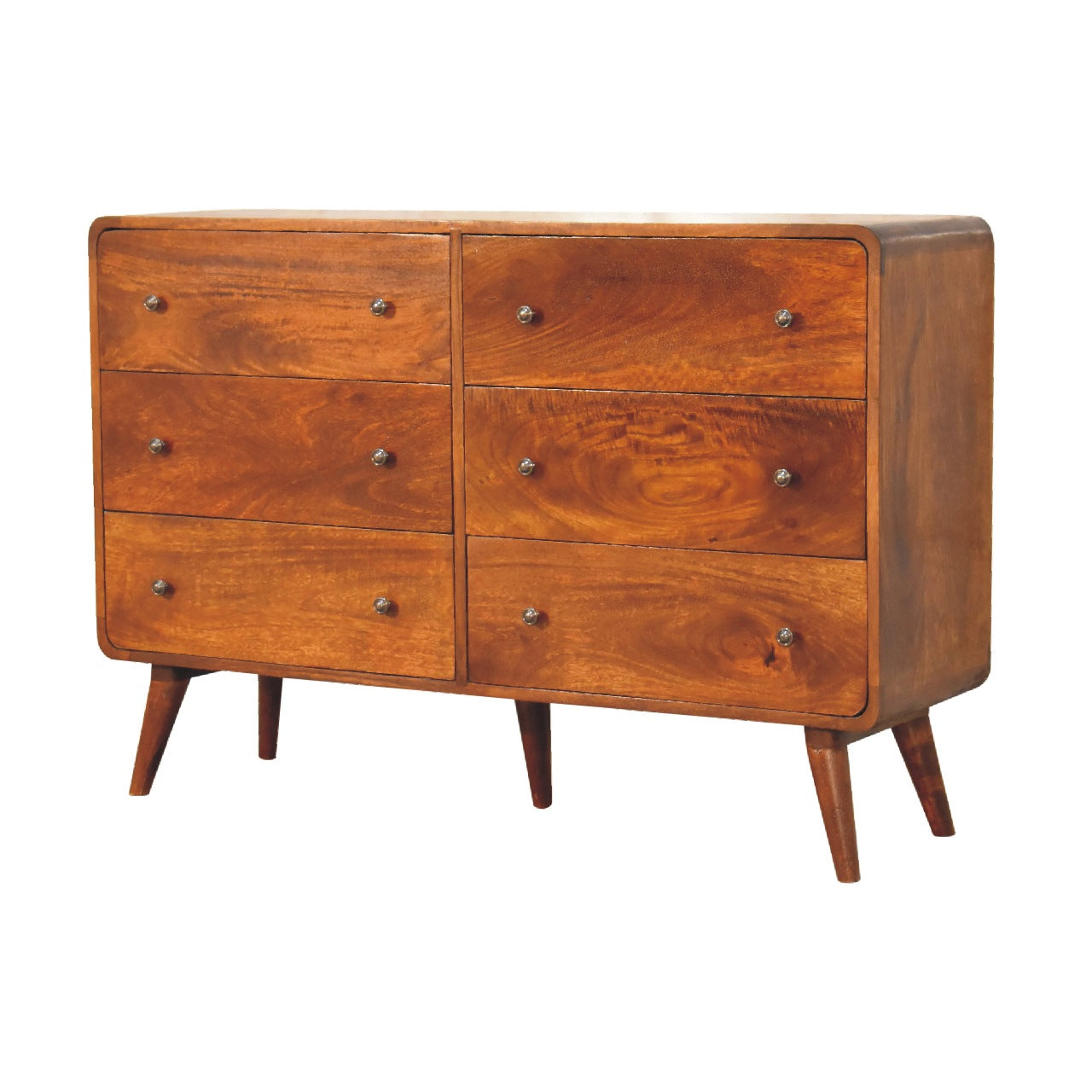 Century Solid Wood Handmade 6 Drawer Chest of Drawers in Deep Chestnut | MalletandPlane.com
