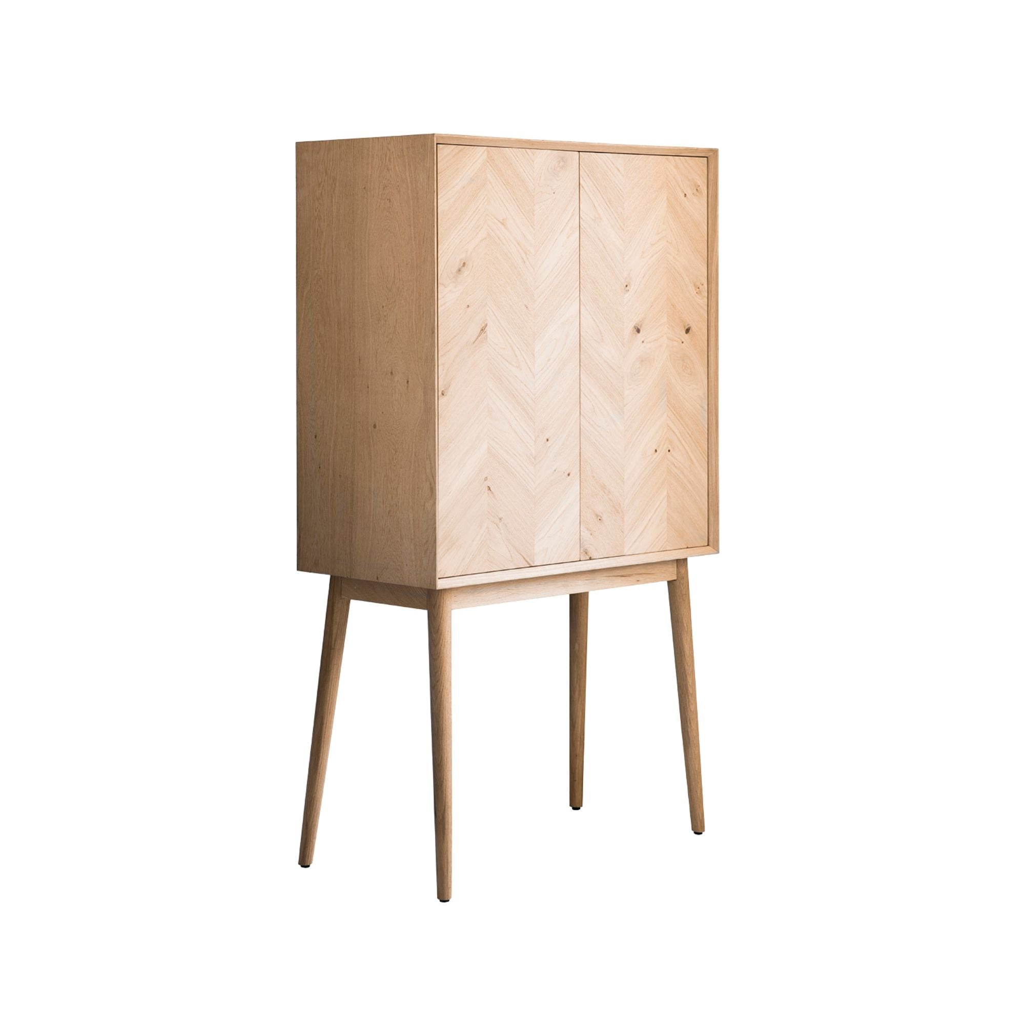 Jakob Drinks Cabinet in chevron inlaid oak | MalletandPlane.com