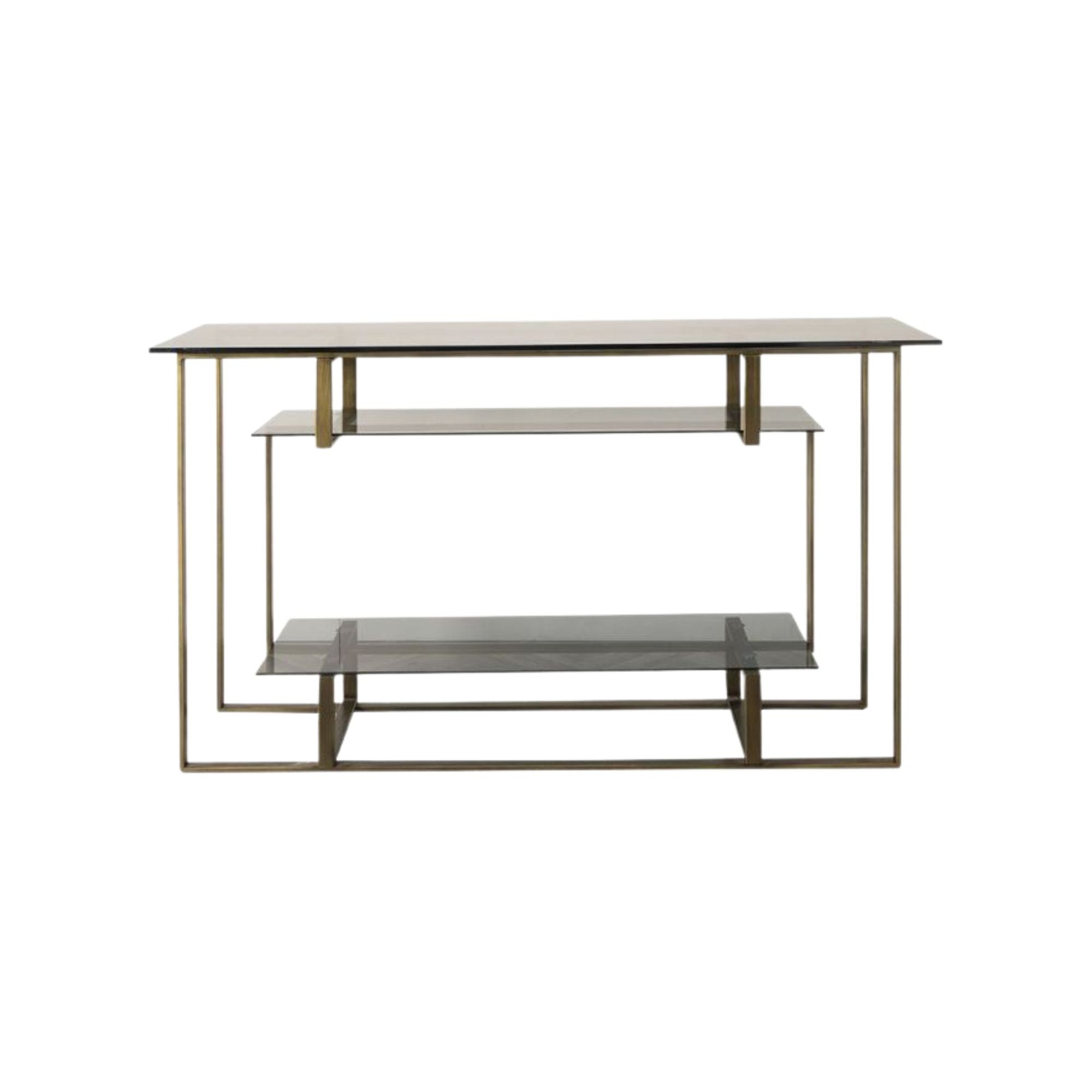 Louis bronze metal and smoked glass console table | MalletandPlane.com