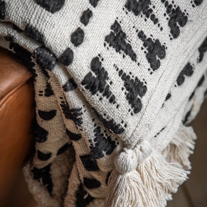 Aztec Tufted Thriow kin Black and Cream | MalletandPlane.com