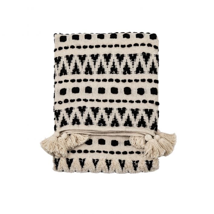 Aztec Tufted Thriow kin Black and Cream | MalletandPlane.com